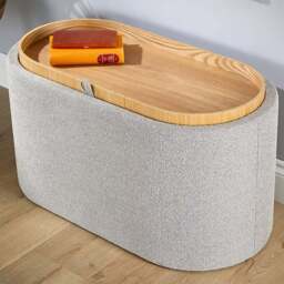 Home Source Merida Grey Reversible Tray Top Lid Storage Ottoman - Size: 42 x 77 x 39cm - Wilko - thumbnail 4