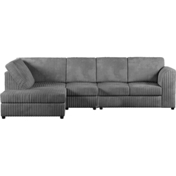 Luxor 4 Seater Grey Jumbo Cord Left Hand Facing Full Back L Shaped Corner Sofa Set - Wilko - thumbnail 3