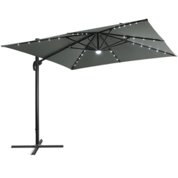 Living and Home Dark Grey LED Square Rotatable Cantilever Parasol with Square HDPE Base 3m - Wilko - thumbnail 4
