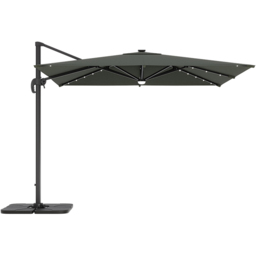 Living and Home Dark Grey LED Square Rotatable Cantilever Parasol with Square HDPE Base 3m - Wilko - thumbnail 1