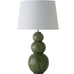 ValueLights Mia Green and White Shade Ceramic LED Table Lamp - Size: 52.5 x 30 x 30cm - Wilko