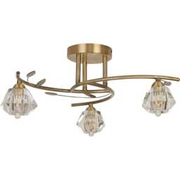 Lighting Collection Aziel 3 Light Acrylic Diamond Shade LED Ceiling Fitting - Size: 19.7 x 48 x 48cm - Gold - Wilko