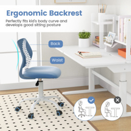 Costway Blue Ergonomic Children Study Chair - Size: 47 x 46 x 18cm - Wilko - thumbnail 6