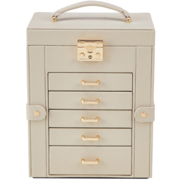 Living and Home 5 Drawer White Faux Leather Jewellery Box with Mirror - Size: 26 x 21 x 15cm - Wilko - thumbnail 4