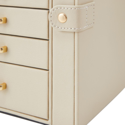 Living and Home 5 Drawer White Faux Leather Jewellery Box with Mirror - Size: 26 x 21 x 15cm - Wilko - thumbnail 5