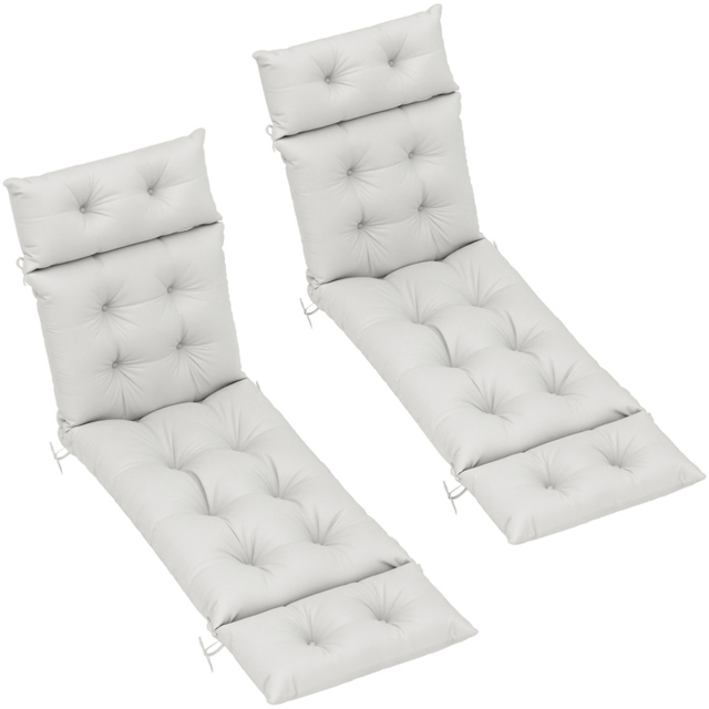 Outsunny Set of 2 Light Grey Sun Lounger Cushion - Size: 10 x 56 x 190cm - Wilko - image 1