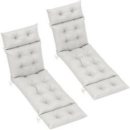 Outsunny Set of 2 Light Grey Sun Lounger Cushion - Size: 10 x 56 x 190cm - Wilko - thumbnail 1