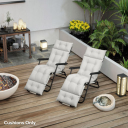 Outsunny Set of 2 Light Grey Sun Lounger Cushion - Size: 10 x 56 x 190cm - Wilko - thumbnail 4