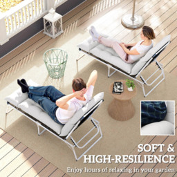 Outsunny Set of 2 Light Grey Sun Lounger Cushion - Size: 10 x 56 x 190cm - Wilko - thumbnail 6