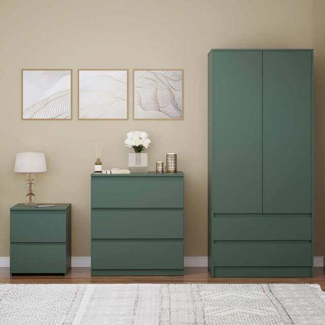 Vida Designs Denver Green 3 Piece Bedroom Furniture Set - Wilko - image 1
