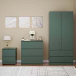 Vida Designs Denver Green 3 Piece Bedroom Furniture Set - Wilko