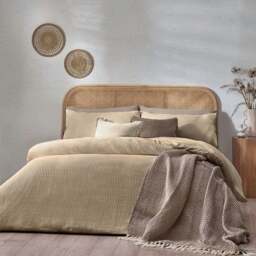 Yard Super King Linen Chunky Waffle Duvet Set - Cream - Yard Living - Wilko