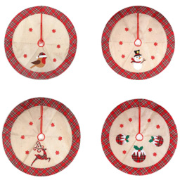 Shatchi Snowflakes Christmas Tree Skirt 4 Pack - Brown - Wilko - thumbnail 1