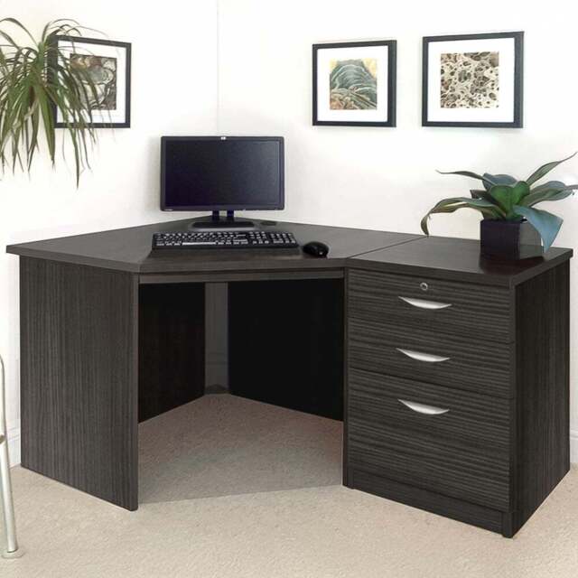 R White Cabinets 2 Drawer Single Cabinet Set-07 Corner Desk Black - Size: 72.8 x 141.9 x 94cm - Wilko - image 1