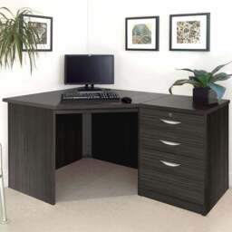 R White Cabinets 2 Drawer Single Cabinet Set-07 Corner Desk Black - Size: 72.8 x 141.9 x 94cm - Wilko - thumbnail 1