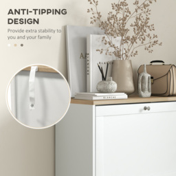Portland 3 Flip Drawer White Narrow Shoe Cabinet - Size: 115 x 23.5 x 60cm - Wilko - thumbnail 6