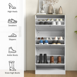 Portland 3 Flip Drawer White Narrow Shoe Cabinet - Size: 115 x 23.5 x 60cm - Wilko - thumbnail 7