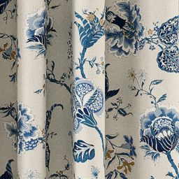V&A Palampore Trail Blue Lined Blackout Pencil Pleat Curtains 229 x 137cm - Size: W 228 x D 138cm - Wilko - thumbnail 4