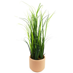 Leaf Artificial Grass Plant in Dusty Pink Ceramic Planter 1.9ft - Size: 60 x 15 x 15cm - Wilko
