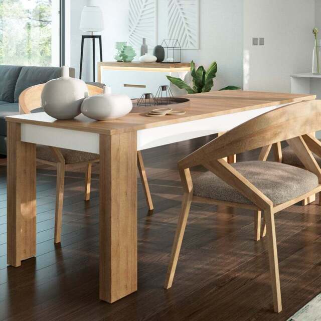 Florence Lyon 4 Seater 90 to 180cm Extending Dining Table Riviera Oak and White - Multi - Furniture to Go - Wilko - image 1