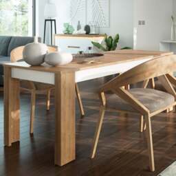 Florence Lyon 4 Seater 90 to 180cm Extending Dining Table Riviera Oak and White - Multi - Furniture to Go - Wilko