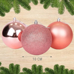 Shatchi 10cm Rose Gold Shatterproof Christmas Bauble 6 Pack - Wilko - thumbnail 4