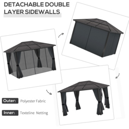 Outsunny 3 x 3.6m Black Aluminium Frame Gazebo with Netting - Size: 3 x 4m - Wilko - thumbnail 6