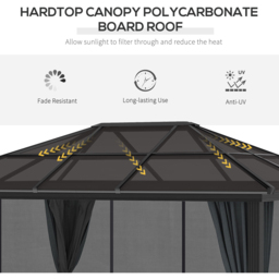 Outsunny 3 x 3.6m Black Aluminium Frame Gazebo with Netting - Size: 3 x 4m - Wilko - thumbnail 5