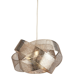 Lighting Collection 2 Twisted Chrome Mesh Band Shade - Size: 23 x 35 x 35cm - Silver - Wilko - thumbnail 4