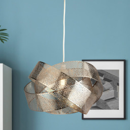 Lighting Collection 2 Twisted Chrome Mesh Band Shade - Size: 23 x 35 x 35cm - Silver - Wilko - thumbnail 3