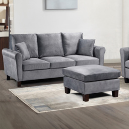 Brooklyn 5 Seater Grey Brushed Velvet Sofa Set - Wilko - thumbnail 3