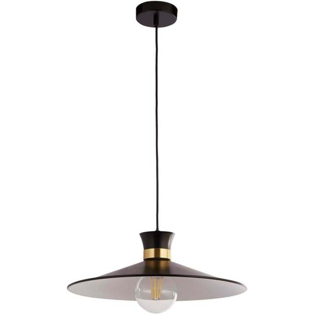 Lighting Collection Daniels Black Ceiling Pendant Light - Size: 16 x 41 x 41cm - Black, Antique Brass, White - Wilko - image 1