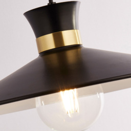 Lighting Collection Daniels Black Ceiling Pendant Light - Size: 16 x 41 x 41cm - Black, Antique Brass, White - Wilko - thumbnail 5