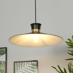 Lighting Collection Daniels Black Ceiling Pendant Light - Size: 16 x 41 x 41cm - Black, Antique Brass, White - Wilko - thumbnail 3
