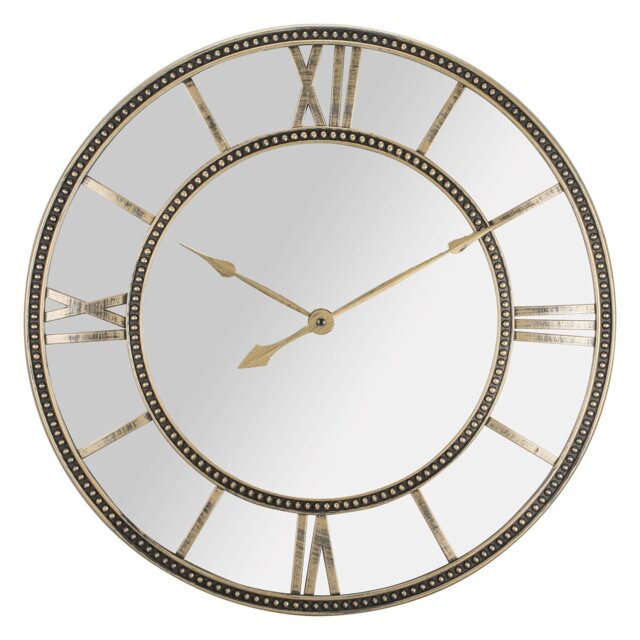 Vintage Brass Mirror Beaded Round Wall Clock 56cm - Wilko - image 1