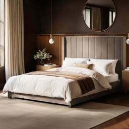 Flair Tiggy King Size Beige Velvet Ottoman Bed with Winged Headboard - Cream - Wilko - thumbnail 1