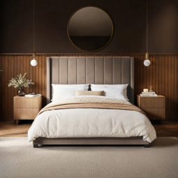 Flair Tiggy King Size Beige Velvet Ottoman Bed with Winged Headboard - Cream - Wilko - thumbnail 5