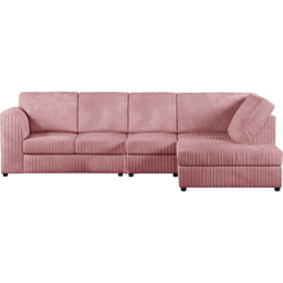 Luxor 4 Seater Pink Jumbo Cord Right Hand Facing Full Back L Shaped Corner Sofa Set - Wilko - thumbnail 3