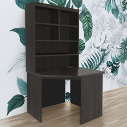 R White Cabinets Corner 6 Shelf Computer Desk with Hutch Black - Size: 182.8 x 94 x 54cm - Wilko