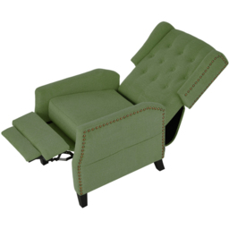 Living and Home Green Chenille Pushback Recliner Chair with Footstool - Size: 102 x 62 x 153cm - Wilko - thumbnail 4