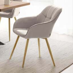 Tectake Marilyn Tauper and Gold Quilted Velvet Continuous Backrest Chair Set of 2 - Grey - Wilko