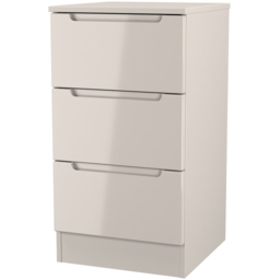 Crowndale Milan 3 Drawer Kashmir Gloss and Kashmir Bedside Cabinet Ready Assembled - Kashmir Gloss & Kashmir - Wilko - thumbnail 3