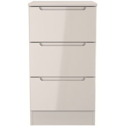 Crowndale Milan 3 Drawer Kashmir Gloss and Kashmir Bedside Cabinet Ready Assembled - Kashmir Gloss & Kashmir - Wilko - thumbnail 4