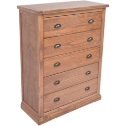 Cabinet Bits Tirolo 5 Drawer Brown Brass Cup Handle Chest of Drawers - Wilko - thumbnail 5