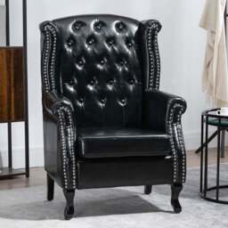 Portland Chesterfield Black Tufted Wingback Accent Armchair - Size: Single - Wilko