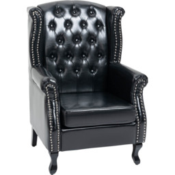 Portland Chesterfield Black Tufted Wingback Accent Armchair - Size: Single - Wilko - thumbnail 3