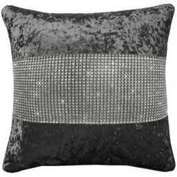 Intimates Diamonte Crushed Velvet Charcoal Filled Cushion 43 x 43cm 2 Pack - Grey - Wilko