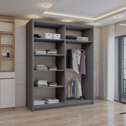 Sliding Wardrobes 4U 2 Sliding Door Grey Full Length Mirrored Wardrobe 150cm - Size: 2 Door - Wilko - thumbnail 3