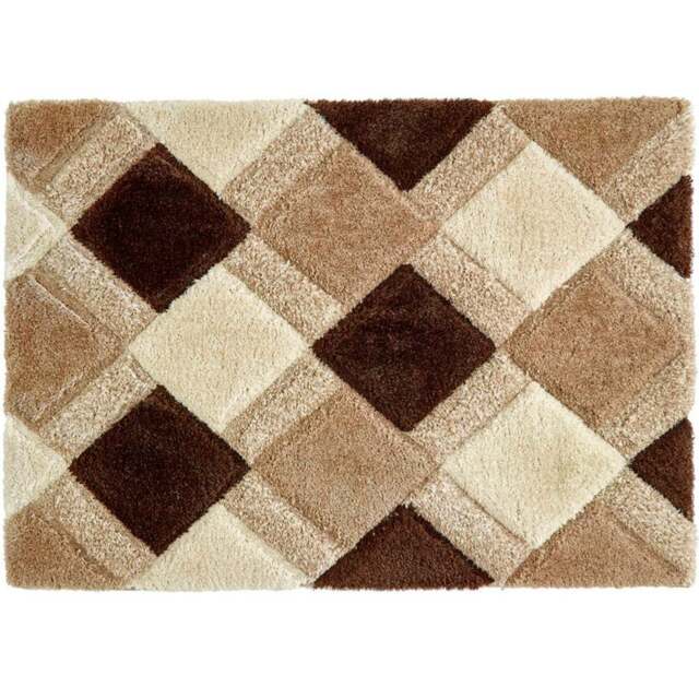 Origins Beige 3D Geo Shaggy Carved Rug 160 x 230cm - Cream - Origins Rugs - Wilko - image 1