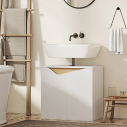 Portland 2 Door White Bathroom Under-Sink Cabinet - Size: 57.9 x 35 x 60cm - Wilko - thumbnail 5